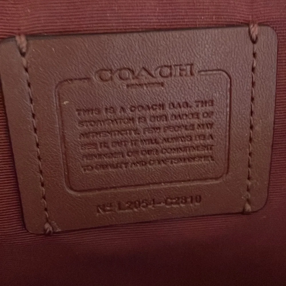 Coach Brown Signature Canvas Tote with Pink, Orange & Red LOVE Appliqué